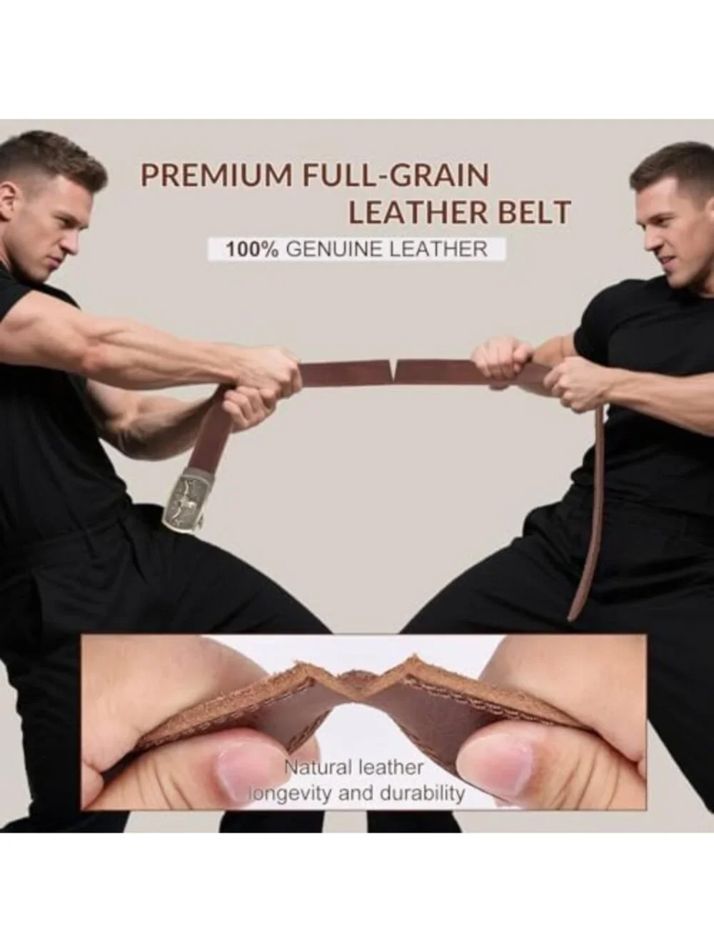 Genuine Leather Ratchet Belt for Men - Stylish Dress Belt, Adjustable Fit